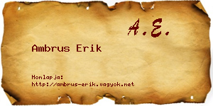 Ambrus Erik névjegykártya
